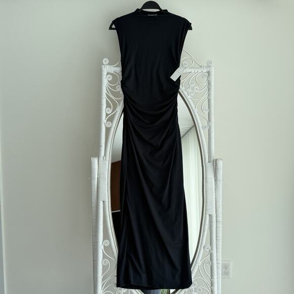 Abercrombie And Fitch Dress Small Tall Black Modal Blend Paloma Maxi Ruched - Picture 5 of 12